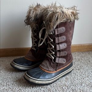 Sorel Women’s Joan of Arctic Brown Suede Tall Winter Boots US 8
